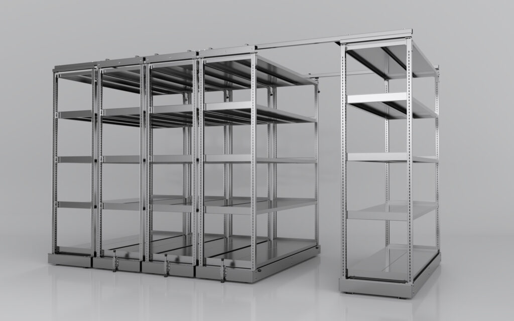 レールレス移動棚、レールレス移動棚RLS、ステンレス仕様