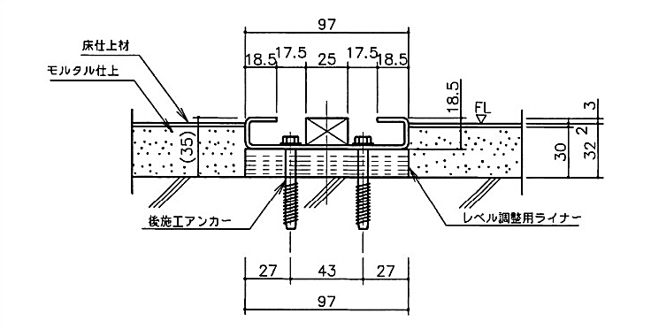 レール、埋込タイプ