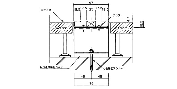 レール、OAフロアータイプ